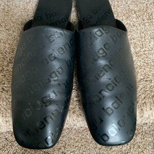 Balenciaga Men's Black Smooth Napa Monogram Cosy Lux Mule .